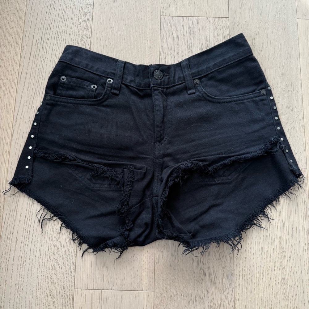 Rag & Bone black daisy dukes shorts size 25 raw hem
